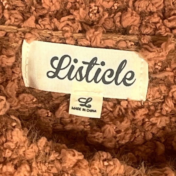 Listicle boutique blush orange mohair blend cozy popcorn pullover sweater large - Picture 3 of 3